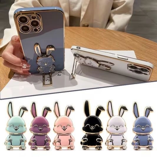Cute and Functional Cartoon Rabbit Finger Ring Phone Holder - Ultra-Thin Desktop Stand for Phones and Tablets