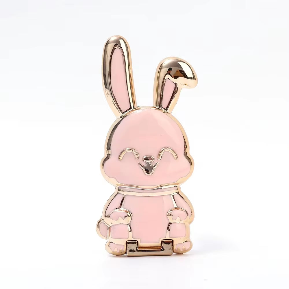 Cute and Functional Cartoon Rabbit Finger Ring Phone Holder - Ultra-Thin Desktop Stand for Phones and Tablets