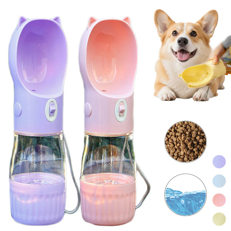Stay Hydrated On-the-Go: 2-in-1 Portable Dog Water Bottle with Food Container for Small and Large Dogs