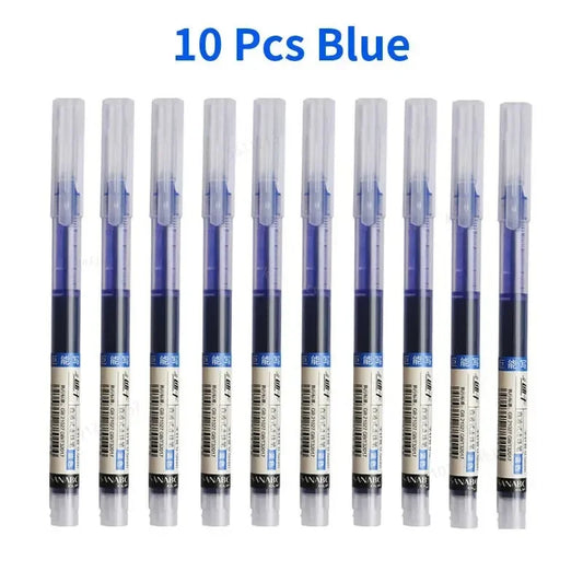10Pcs/Set High Quality Needle Type Gel Pens Straight Liquid Ballpoint Pen Kawaii Stationery School Office Supplies Writing