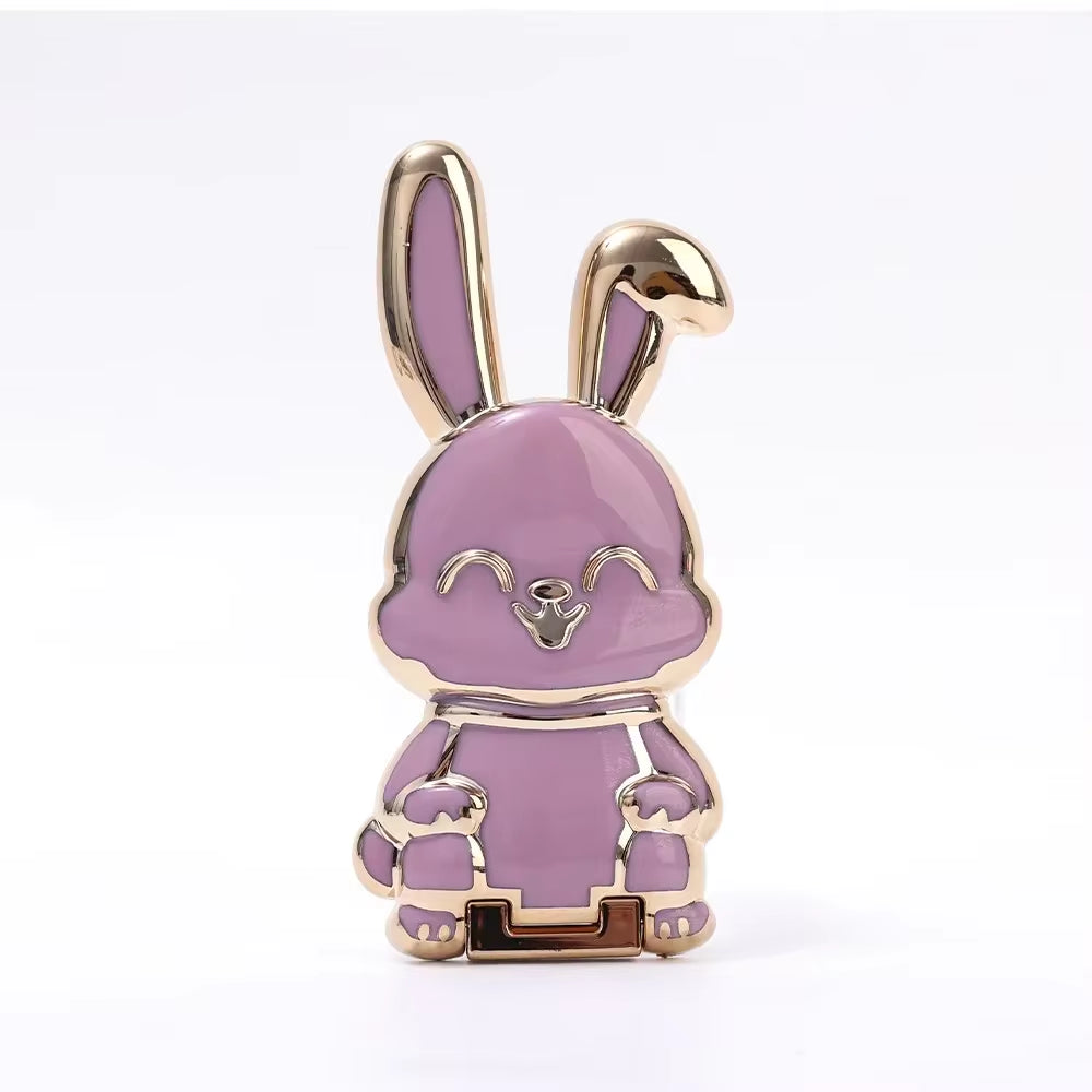 Cute and Functional Cartoon Rabbit Finger Ring Phone Holder - Ultra-Thin Desktop Stand for Phones and Tablets