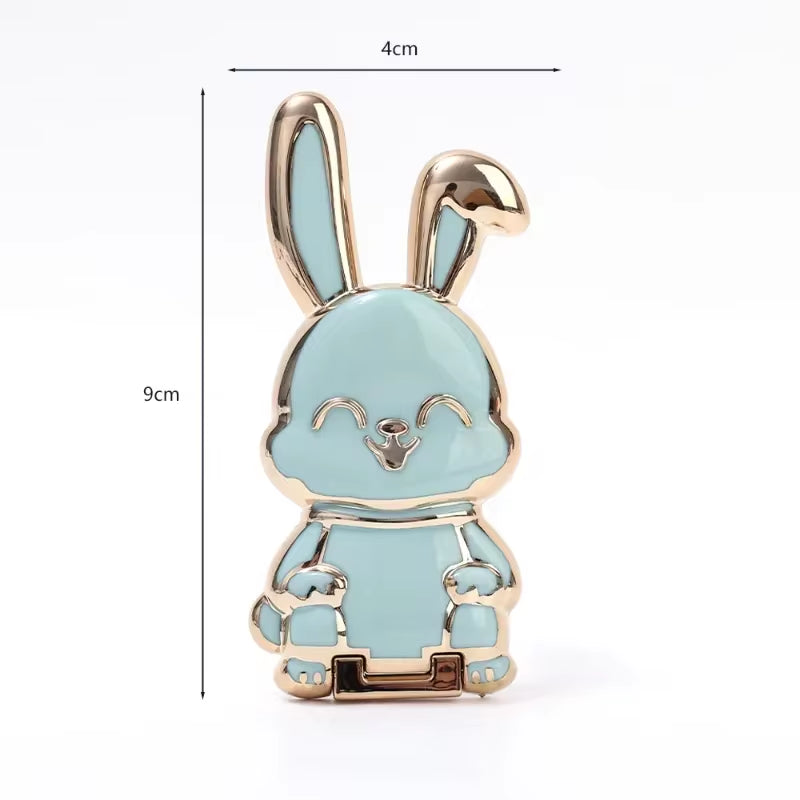 Cute and Functional Cartoon Rabbit Finger Ring Phone Holder - Ultra-Thin Desktop Stand for Phones and Tablets