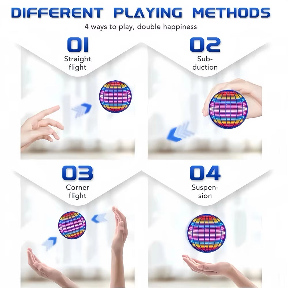 Flying Ball Children'S Hand Controlled Color LED Cosmic Globe 360 °Rotating Suspension Ball Suitable for Indoor and Outdoor Toy
