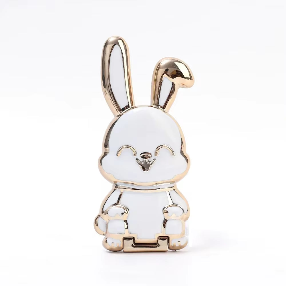 Cute and Functional Cartoon Rabbit Finger Ring Phone Holder - Ultra-Thin Desktop Stand for Phones and Tablets